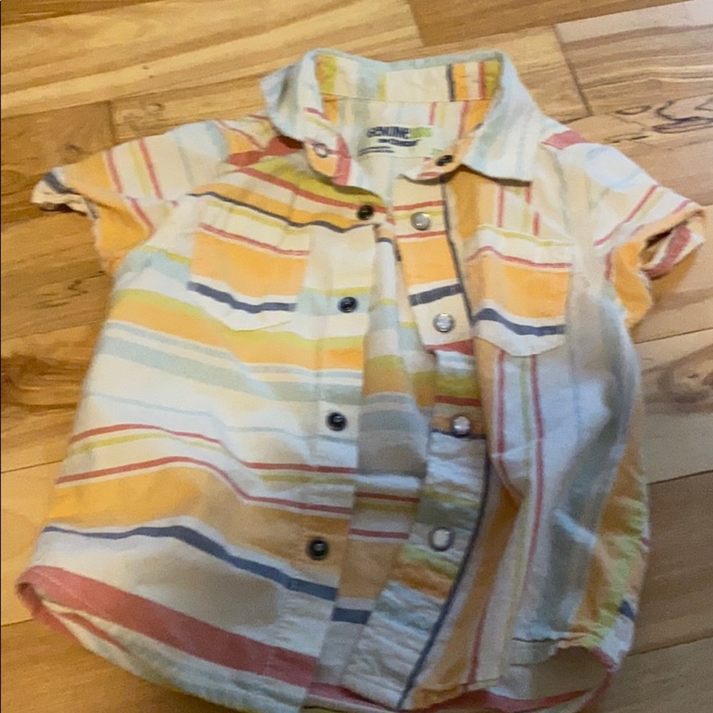 Orange striped boys button down